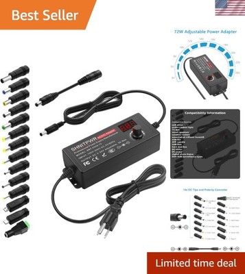 Universal adjustable power supply 72W with multiple tips, suitable for variou...