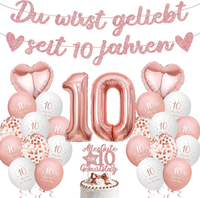 Deko 10. Geburtstag MäDchen Rosegold - 10 Geburtstagsdeko Luftballons Girlande U