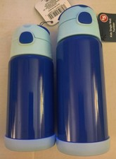 2 Kids Blue Stainless Steel Single Wall Tumbler's 20oz  16oz with Straw Lid