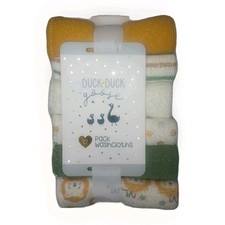 12 PACK SOFT BABY BATH WASHCLOTHS NEW- DUCK DUCK GOOSE 243- GREEN YELLOW DESIGNS
