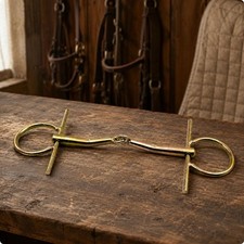Equine Bits Stainless Metal Bridle Hardware Golden Finish Jointed Mouth Bar for