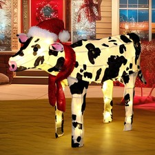25.6'' Christmas Lighted Outdoor Decorations, 3D Light up Cow and Highland Bu...