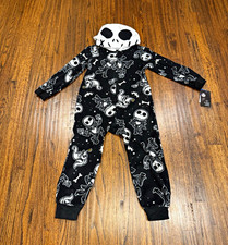 Disney Jack Skellington Nightmare Before Christmas One Piece Pajamas 4/5 Black