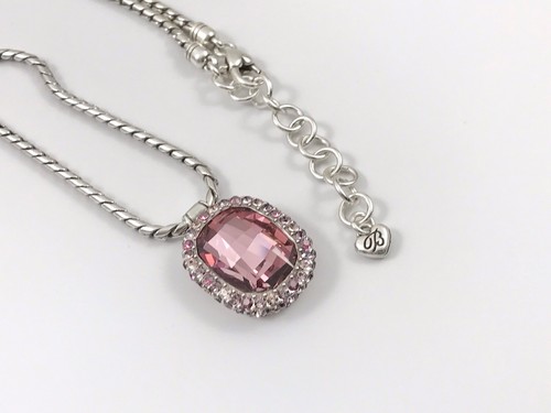 Brighton Contessa Pink Purple Swarovski Crystals Silver Pendant Necklace. #1261