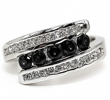 2CT Treated Black Sapphire  Topaz 925 Sterling Silver Ring Jewelry Sz 8