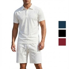 Mens Summer Track Suits 2 Piece Shorts Sets Short Sleeve Sweatsuit Outfits