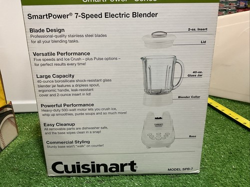 New Cuisinart SPB-7 White Electric Blender 500W 40Oz Glass Jar 7-Speed Rare NIB - Picture 12 of 13