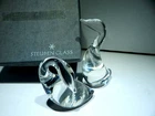 TWO STEUBEN GLASS LLOYD ATKINS  PREENING & STANDING DUCK GOOSE FIGURINES  IN BOX