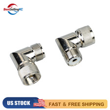 2 Pack UHF Male to Female Right Angle Elbow RF Connector Adapter PL-259 SO-239
