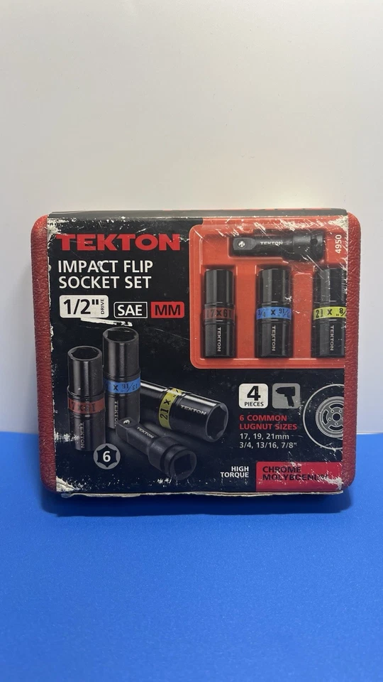 "Juego de enchufes abatibles de impacto TEKTON 4950 1/2"" - 4 piezas, SAE y métrico" Foto 2 de 4