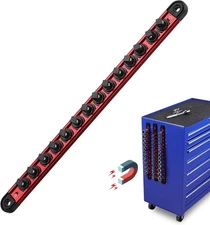 Magnetic Socket Holder Organizer Set: 3/8 Detachable Trays 3/8, Red 