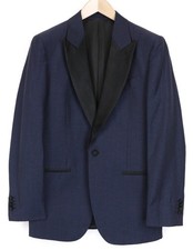 SUITSUPPLY Verona Men Blazer UK36R Tuxedo Single-Breasted Blue Wool Linen I