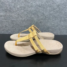 Vionic Elvia Sandal 6.5 Marigold Yellow Snake Print Orthotic Comfort Flip Flops