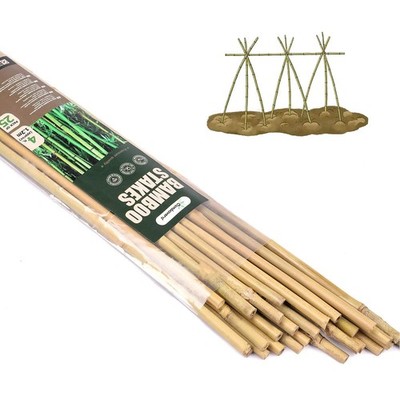 Bamboo Stakes 4ft Natural Plant Support - 25 Pack for Tomatoes, Beans, Climbing