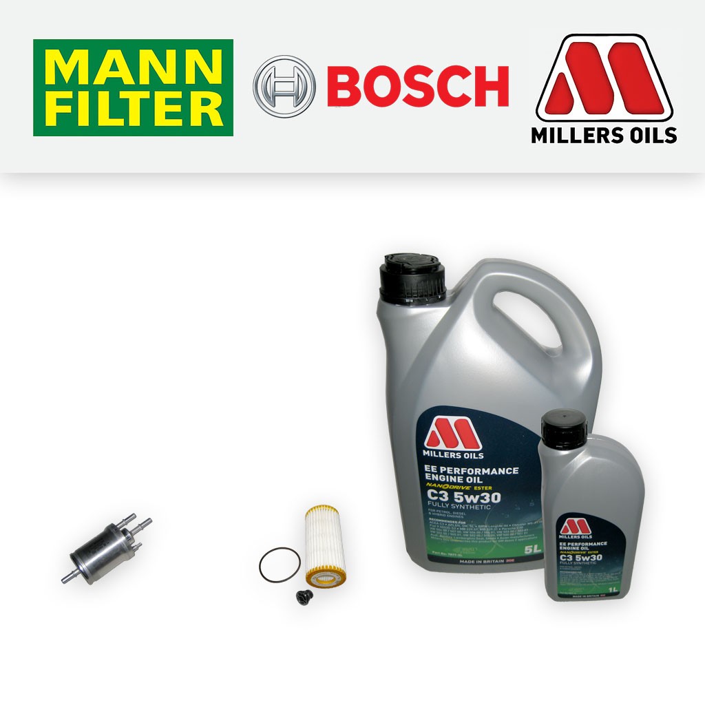 SERVICE KIT for AUDI A1 1.8 TFSI OIL FUEL FILTER with EE 5w30 OIL (2015-2018)