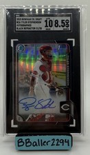 Tyler Stephenson 2015 1st Bowman Chrome Draft Black Refractor Auto /35 SGC 8.5