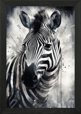 Zebra Portrait gerahmtes Wandbild Poster Leinwanddruck Bild