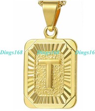 Alphabet Letter T Pendant Necklace in Real Tarnish-Free 18K Yellow Gold Filled