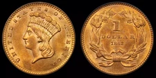 1862 G$1 Princess PCGS MS63 CAC Gold Dollar Old Series Holder