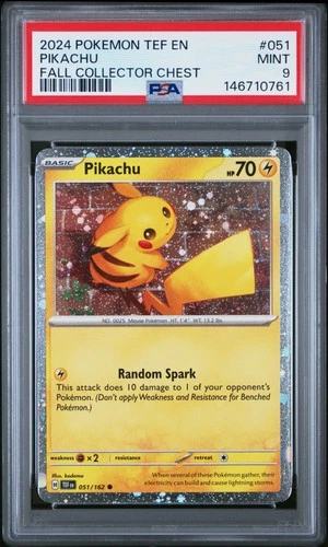 2024 POKEMON TEF EN-TEMPORAL FORCES FALL COLLECTOR CHEST #051 PIKACHU PSA 9
