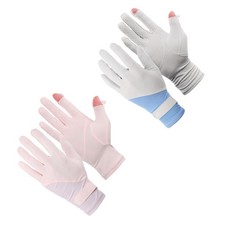 Sun Gloves for Women, 9 Inch & 4Pcs & Ice Silk & Gray Blue/Pink Purple
