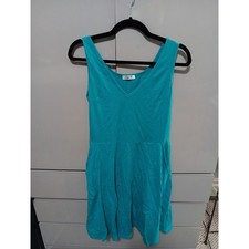 HUHOT Womens V Tank Printed T-shirt Dress Turquoise Medium Casual
