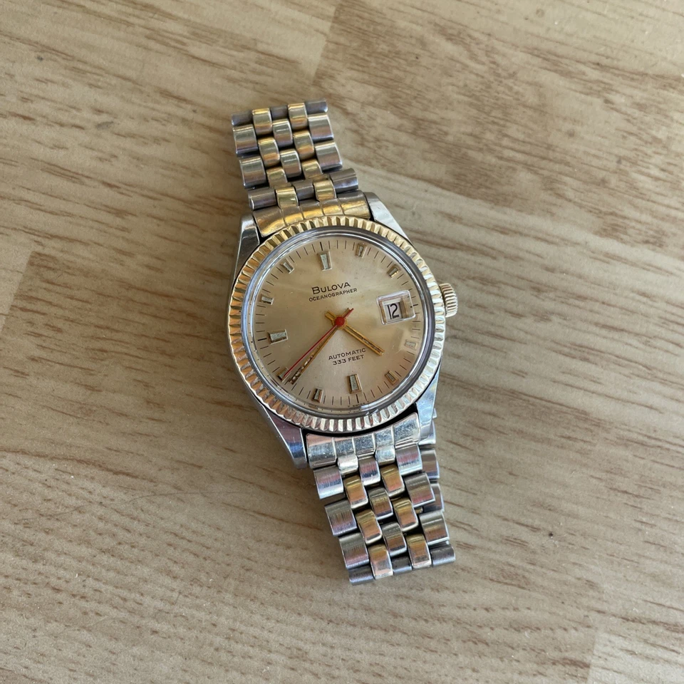 Vintage 1970 Bulova Oceanographer Automatic 333ft, 10K Bezel, Original Bracelet! - Image 2 of 4
