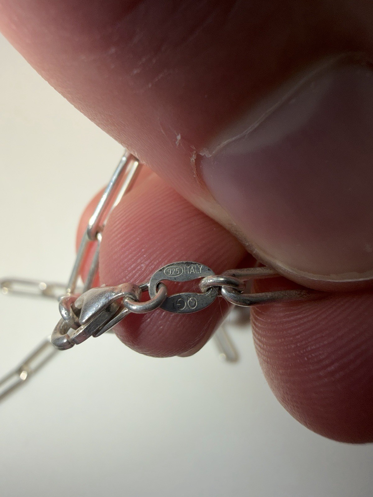 Solid 925 Sterling Silver Paperclip Necklace 4mm,… - image 2