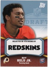 2011 Topps Rising Blue Roy Helu Jr. Rookie Parallel Card RC #157 /1339 Redskins. rookie card picture