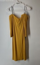Forever 21 Womens Yellow Ribbed Long Sleeve Off The Shoulder Maxi Dress Size L