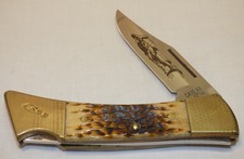 Case XX USA 6159L SS Folding Lockback Knife w/ Hammerhead Shark & Stag Grips