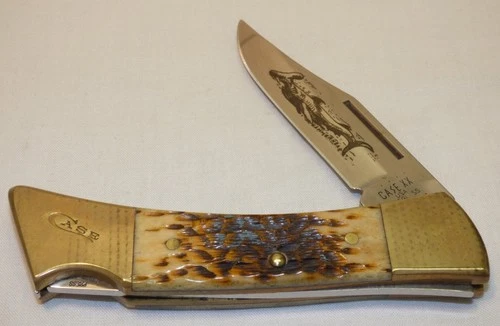 Case XX USA 6159L SS Folding Lockback Knife w/ Hammerhead Shark & Stag Grips