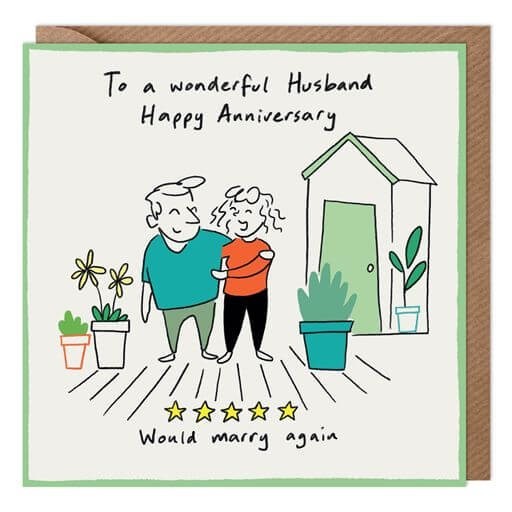 Husband Anniversary Card 5 Star Would Marry Again Wedding - Funny Greeting Card