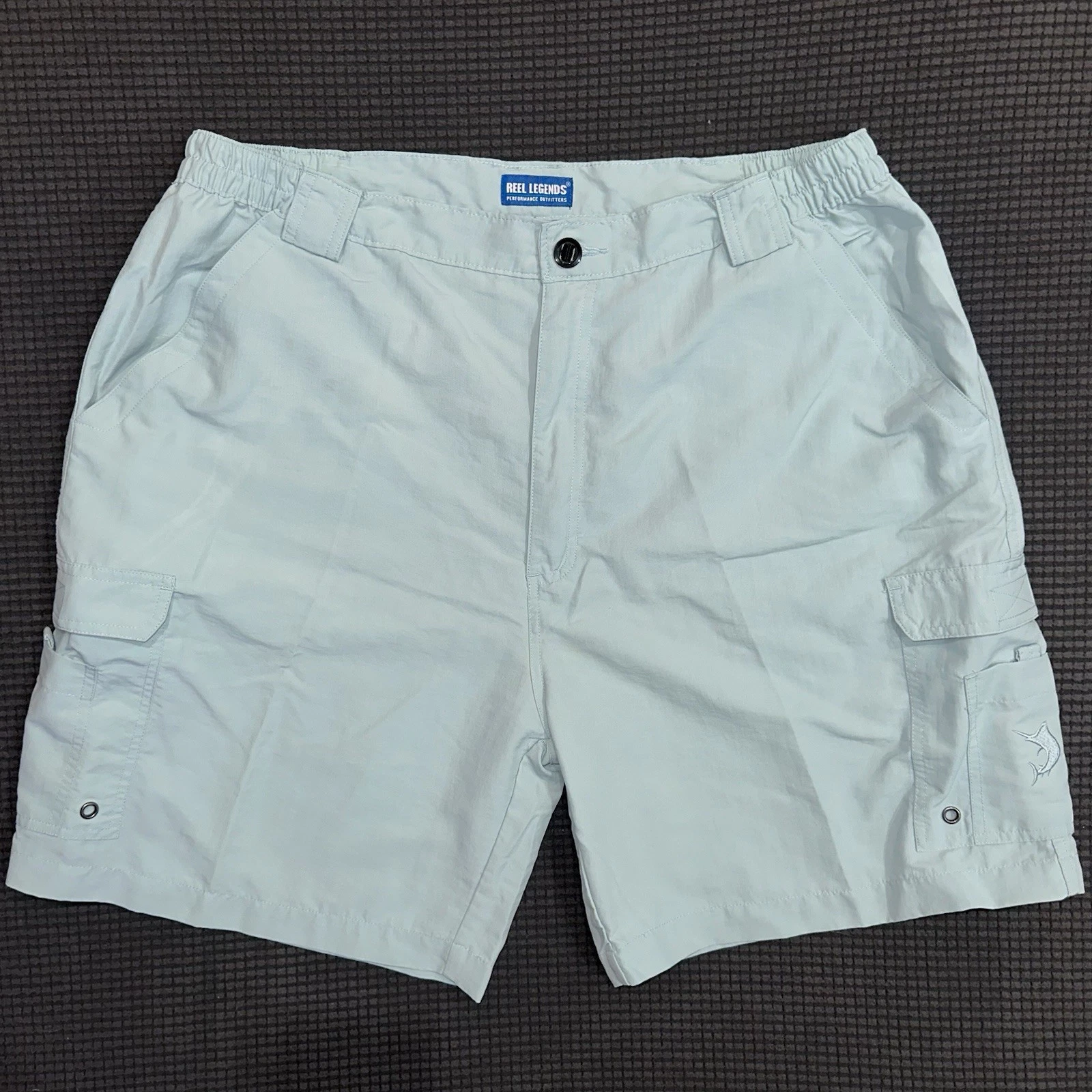Reel Legends Fishing Shorts Mens XL Mint Blue Green Nylon Performance Cargo