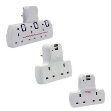 Wall Plug Extension Adapter Multi Socket Plug White Surge Protected 13A