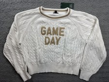 Wild Fable Sweater Womens Medium White Game Day Cable Knit Cropped Pullover