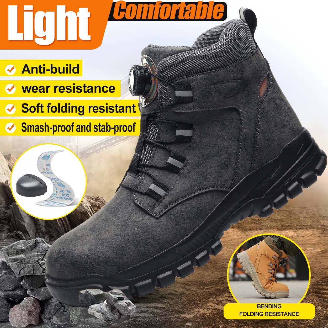 Mens Waterproof Work Boots Steel Toe shoes Safety Shoes Indestructible Non Slip
