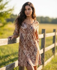 Miss Tina M 8 10 Dress Snakeskin Animal Shift Mini Boho Chic Edgy Indie Glam Mod