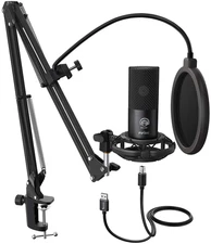 Studio Condenser USB Microphone Computer PC Microphone Kit with Adjustable Boom