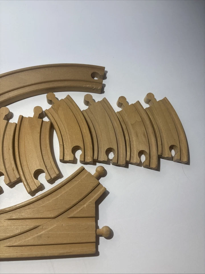 Used Wooden Train Tracks Lot Of 12 Assorted Pieces Learning Curve Brio Thomas - Image 4 of 4