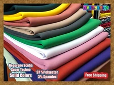 Neoprene Scuba Knit Fabric Solid Colors 4 Way Stretch 56"W 2mm Yard