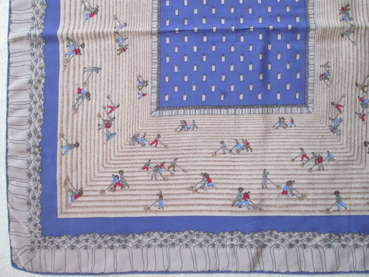 Superbe Foulard Vintage En Soie Noire 100% - 42x42 Cm - Femme