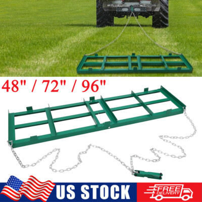48'' 72'' 96'' Driveway Drag Harrow Tow Behind Yard Lawn Leveling Tool w/ 4FT Chain