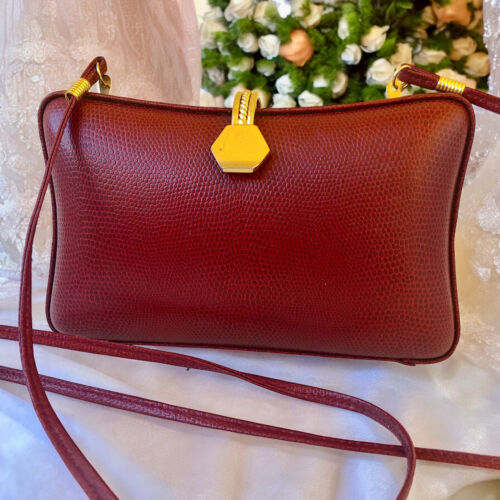 ELAN Vintage rot Schlangenleder Print Hartschale Crossbody Handtasche oder Clutch - Bild 4 von 15