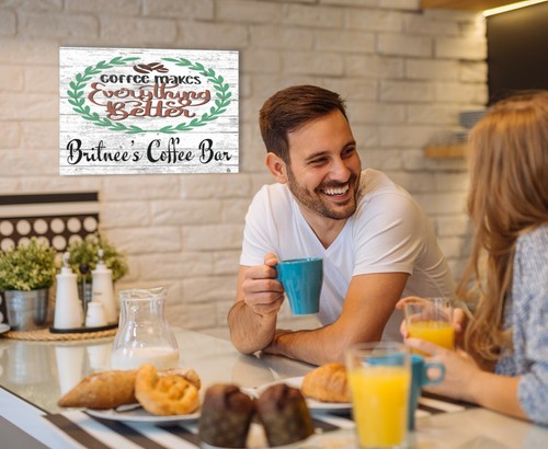 PERSONALIZED Coffee Bar Sign Farmhouse Kitchen Decor COFFEE Christmas Gift Idea - Picture 5 of 5