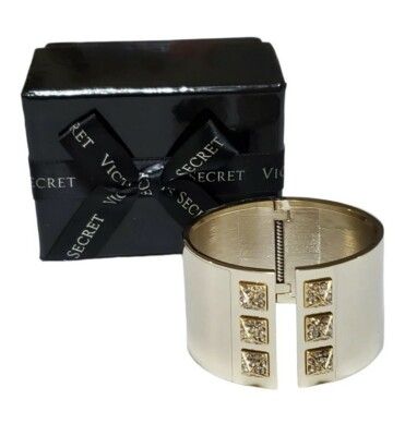 NIB Victoria Secret Scandalous Hinged Gold Tone Rhinestone Cuff