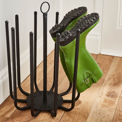5 Pair Black Round Boot Shoe Rack Welly 