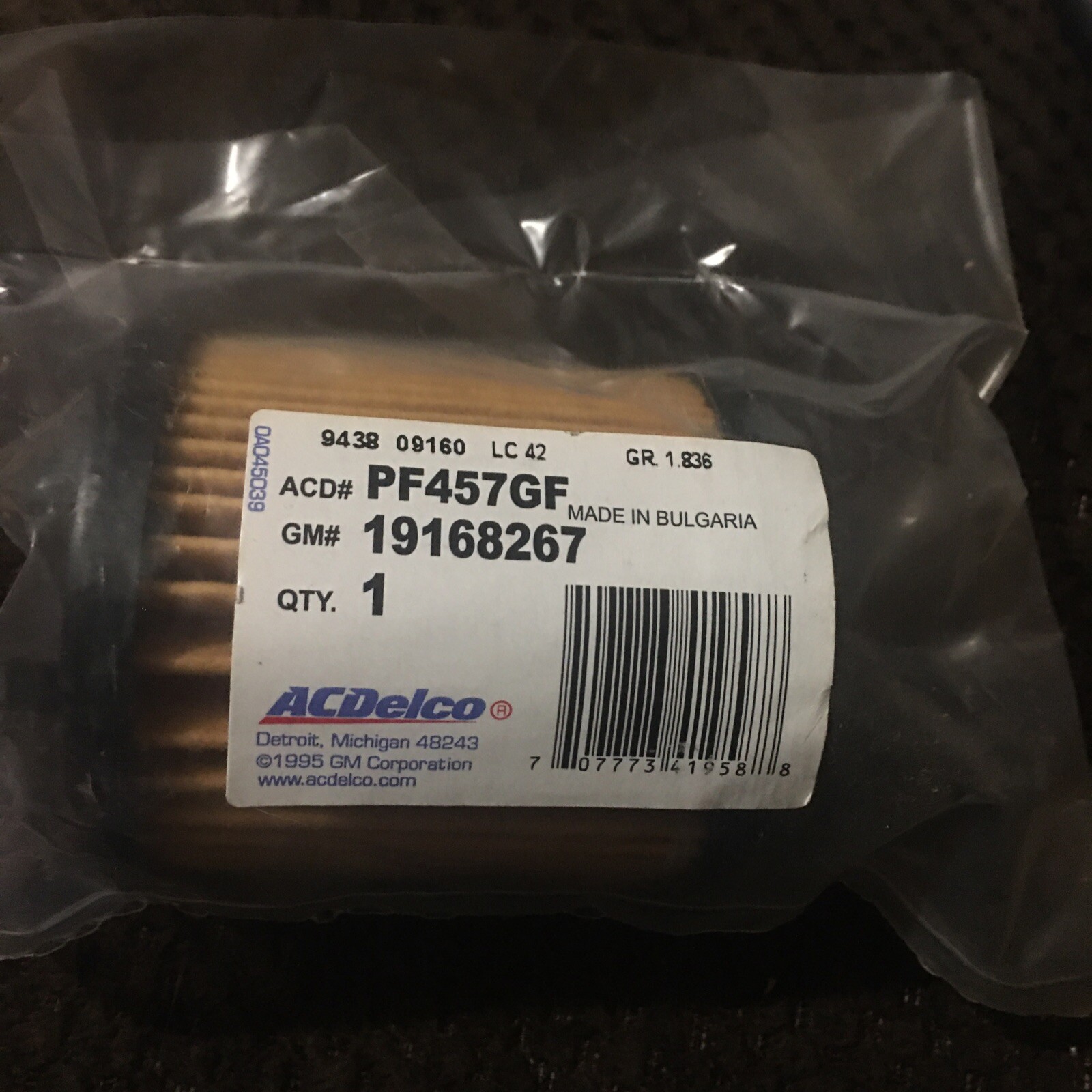 Genuine GM ACDelco Engine Oil Filter PF457G PF457GF