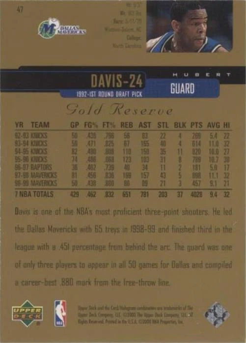 1999-00 Upper Deck Gold Reserve - Hubert Davis #47