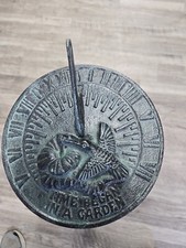 TIME BEGAN IN A GARDEN SUNDIAL WITH BASE  APROX 7"  WIDE 25 " HIGH